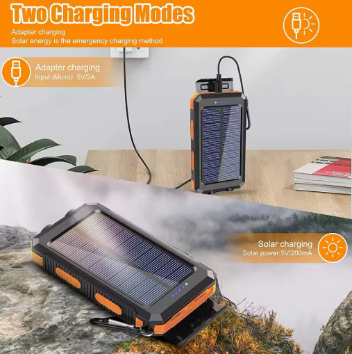 Campsety Solar Power Bank with Flashlight